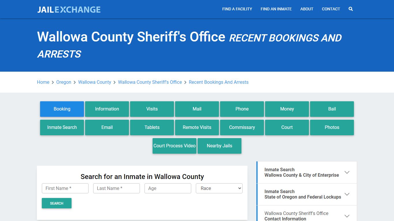 Wallowa County Sheriff's Office Recent Bookings And Arrests - Jail Exchange